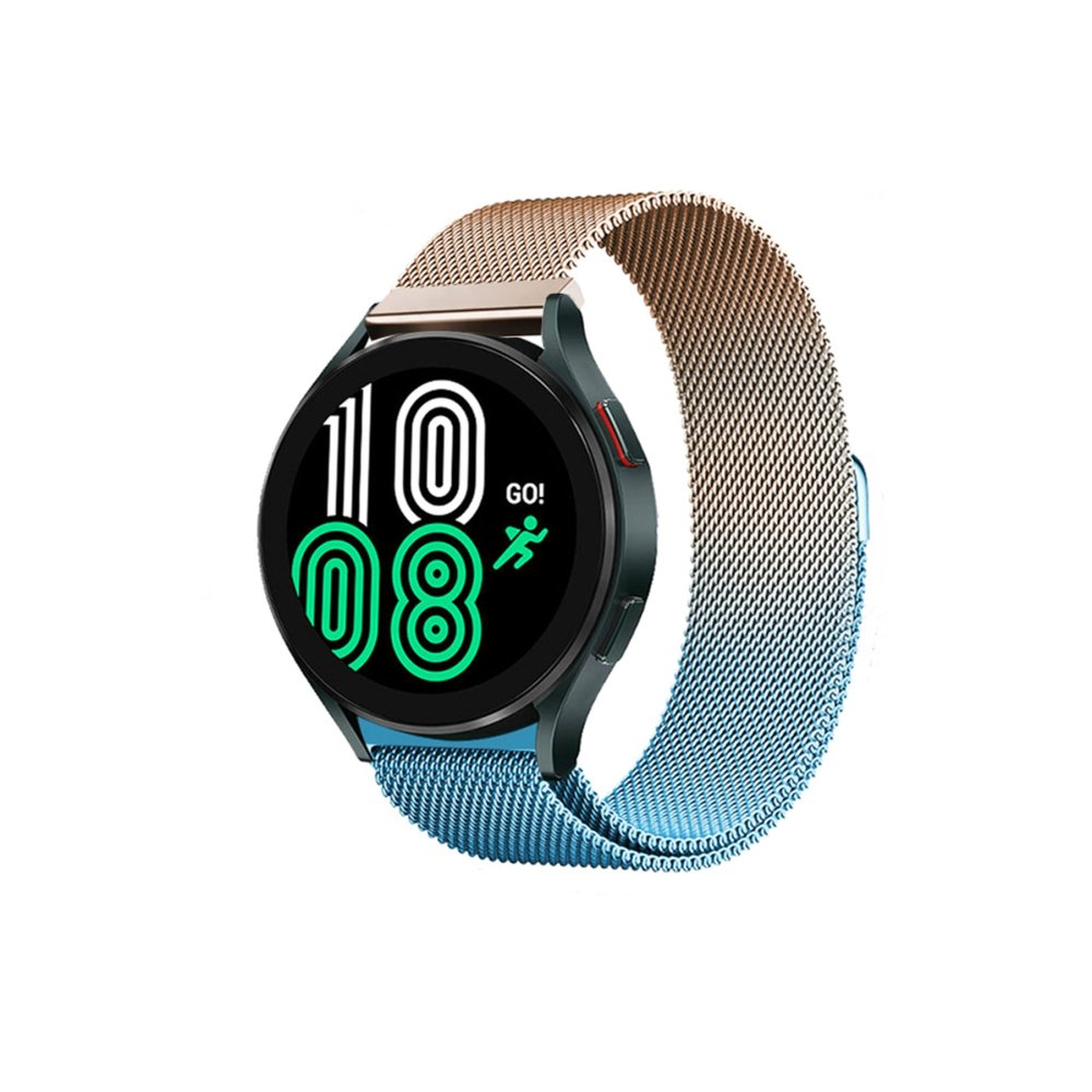 Newface Samsung Galaxy Watch 5 Metal Mıknatıslı Kordon - Metalik Gold-Mavi