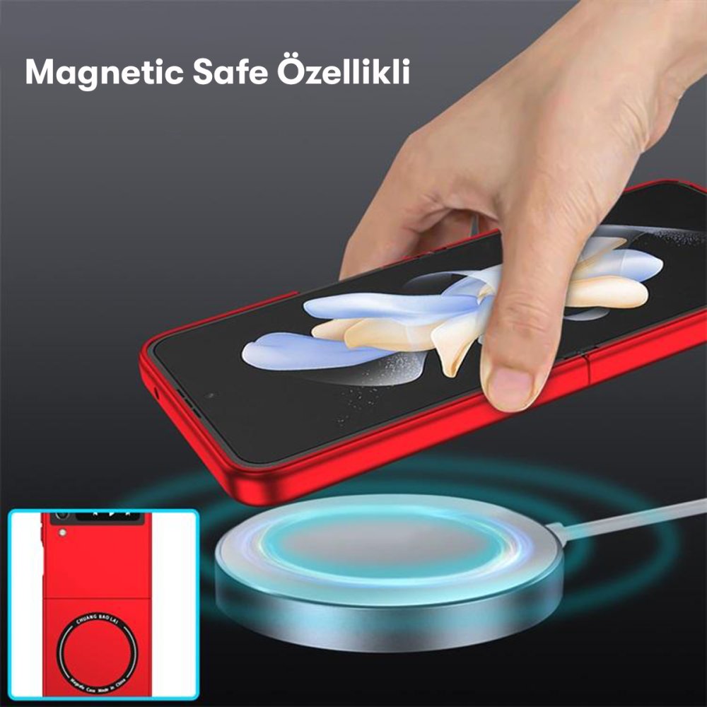 Newface Samsung Galaxy Z Flip 3 Kılıf Mata Fold Kapak - Koyu Yeşil