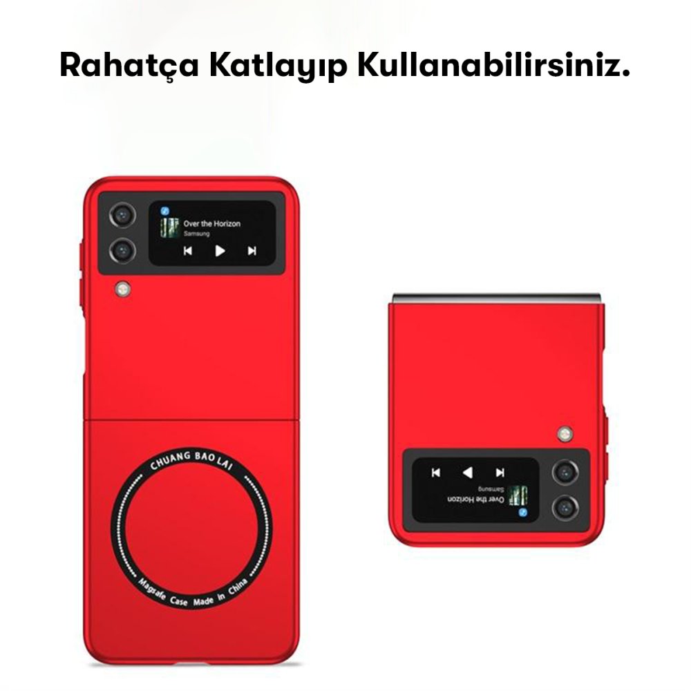 Newface Samsung Galaxy Z Flip 3 Kılıf Mata Fold Kapak - Lacivert