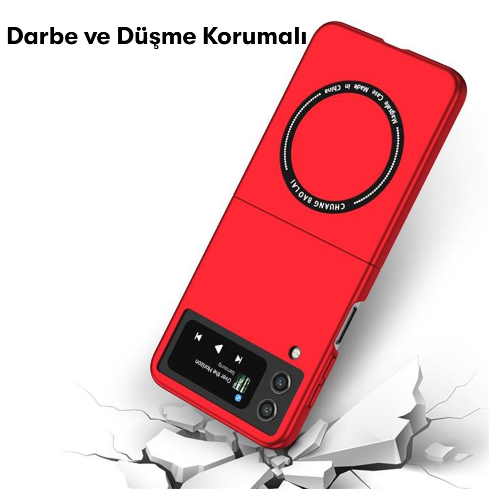 Newface Samsung Galaxy Z Flip 4 Kılıf Mata Fold Kapak - Lacivert