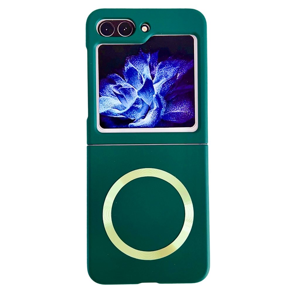Newface Samsung Galaxy Z Flip 5 Kılıf Mata Fold Kapak - Koyu Yeşil