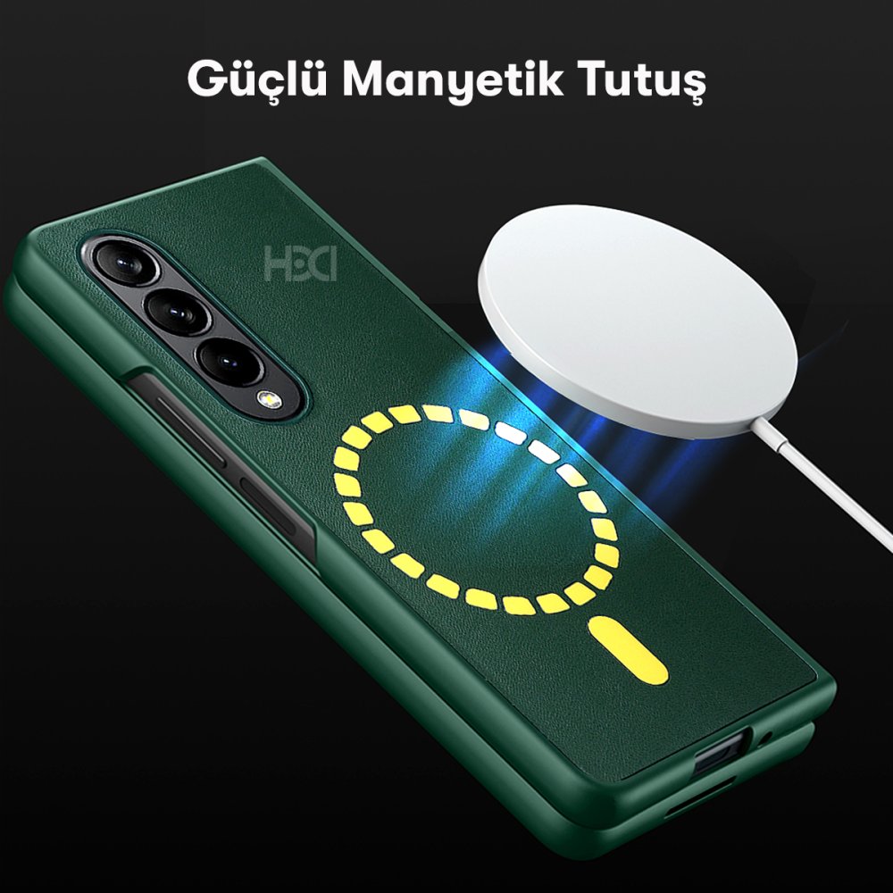 HDD Samsung Galaxy Z Fold 3 Kılıf HBC-156 Forum Magneticsafe Kapak - Koyu Yeşil
