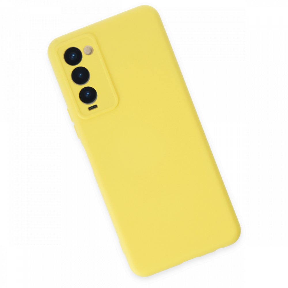 Newface Tecno Camon 18 Kılıf Nano içi Kadife Silikon - Sarı