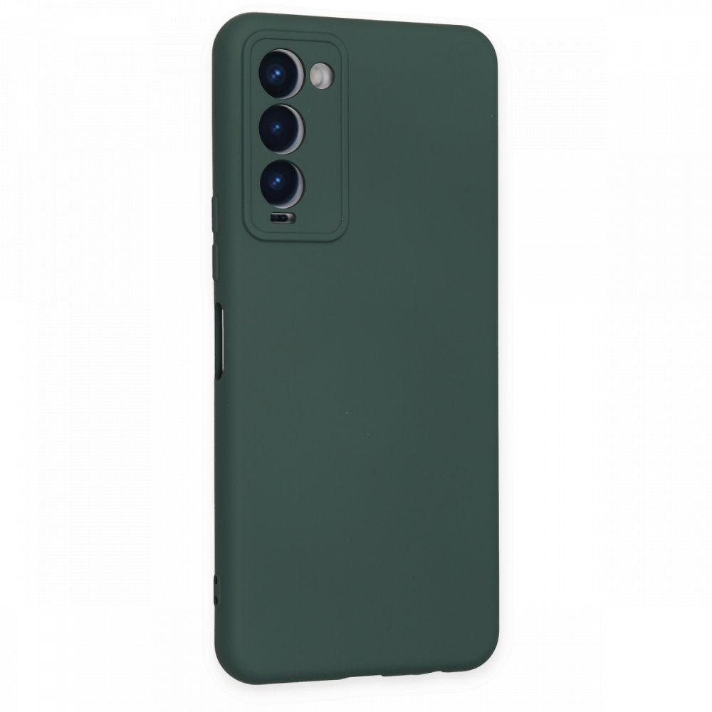Newface Tecno Camon 18T Kılıf Nano içi Kadife Silikon - Koyu Yeşil