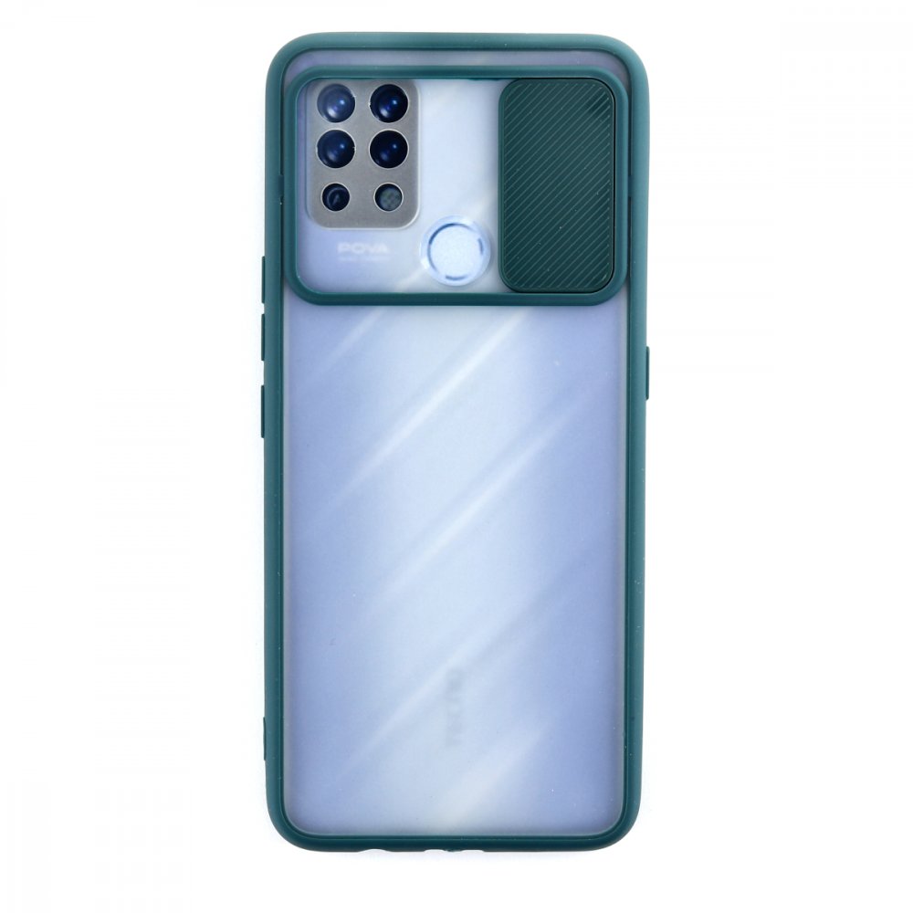 Newface Tecno Pova Kılıf Palm Buzlu Kamera Sürgülü Silikon - Yeşil