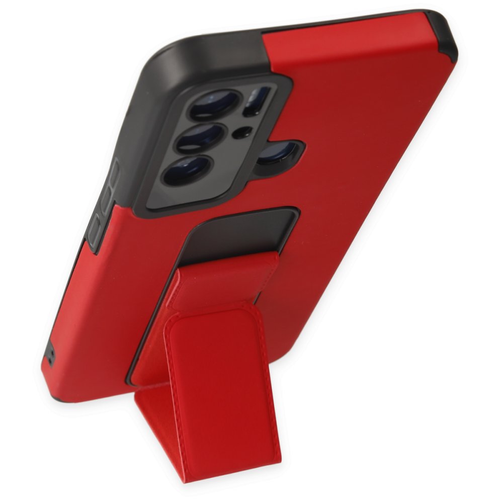 Newface Tecno Pova Neo Kılıf Mega Standlı Silikon - Kırmızı