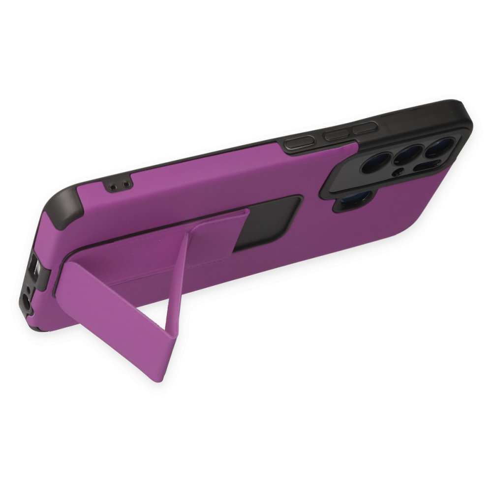 Newface Tecno Pova Neo Kılıf Mega Standlı Silikon - Mor