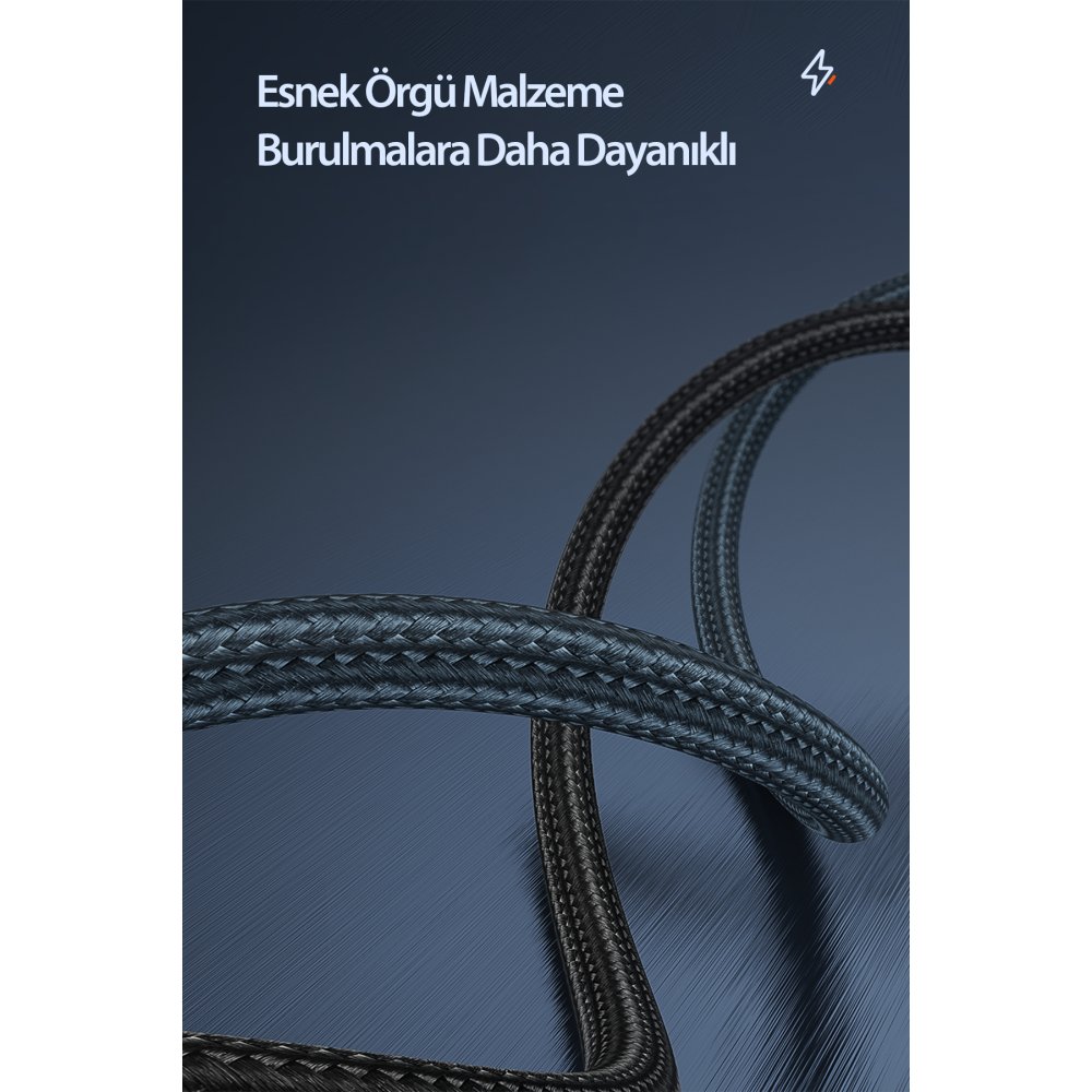 Newface Toocki TQ-X08 2M 100W Hasırlı Type-C to Type-C PD Hızlı Şarj Kablosu - Gri