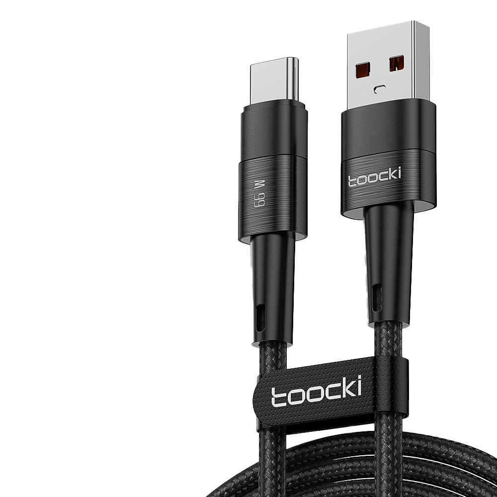 Newface Toocki TQ-X08F 1M 66W Hasırlı Usb to Type-C PD Hızlı Şarj Kablosu - Siyah