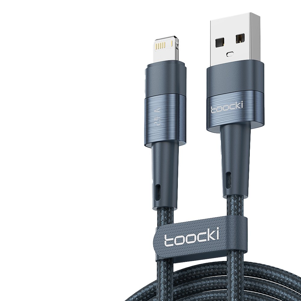 Newface Toocki TQ-X08L 1M 2.4A Hasırlı Usb to Lightning PD Hızlı Şarj Kablosu - Mavi