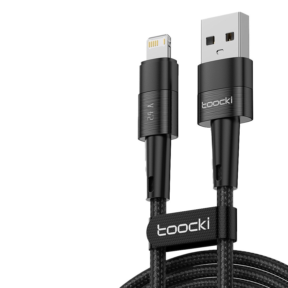 Newface Toocki TQ-X08L 1M 2.4A Hasırlı Usb to Lightning PD Hızlı Şarj Kablosu - Siyah