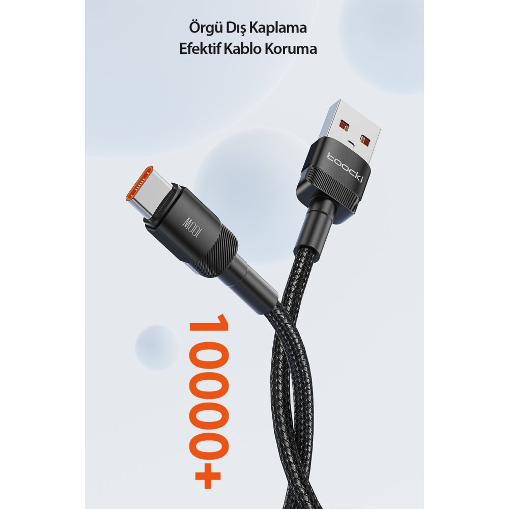Newface Toocki TQ-X12 1M 100W Hasırlı Usb to Type-C PD Hızlı Şarj Kablosu - Siyah