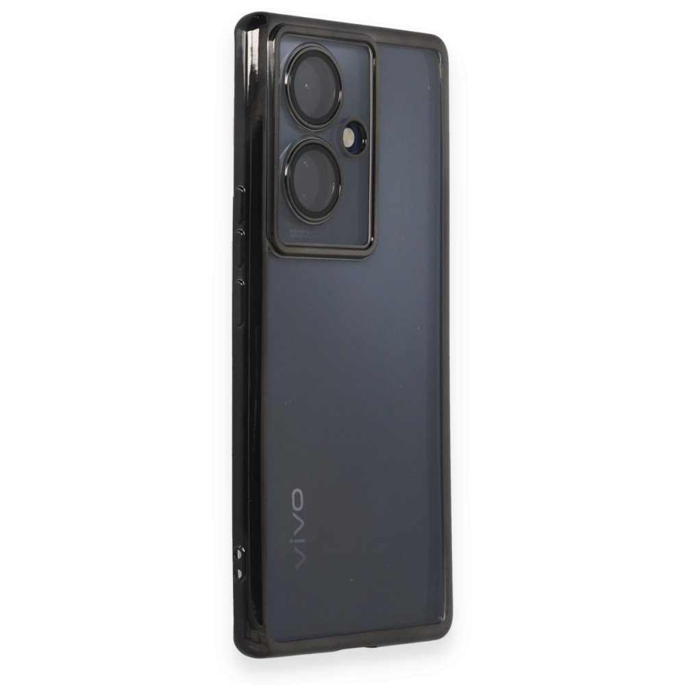Newface Vivo V29 Lite Kılıf Razer Lensli Silikon - Siyah
