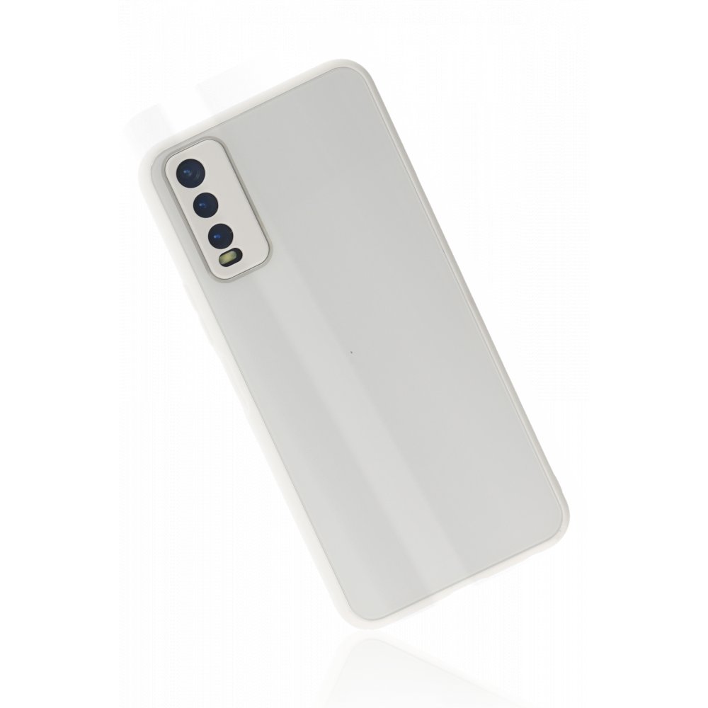 Newface Vivo Y20 Kılıf Glass Kapak - Beyaz