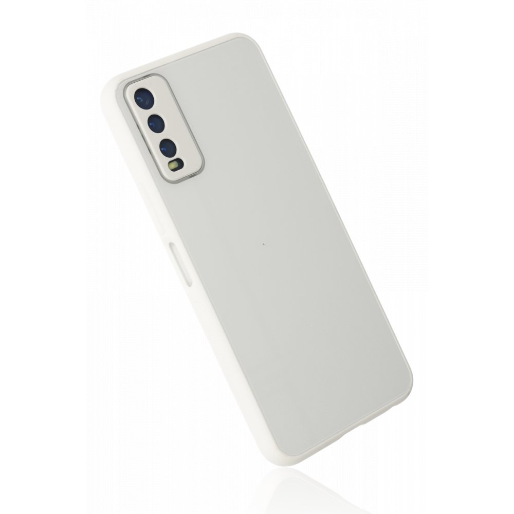 Newface Vivo Y20 Kılıf Glass Kapak - Beyaz