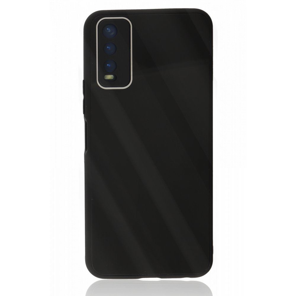 Newface Vivo Y20 Kılıf Glass Kapak - Siyah