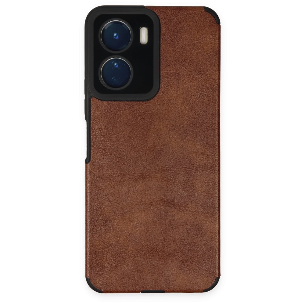 Newface Vivo Y16 Kılıf Loop Deri Silikon - Kahverengi