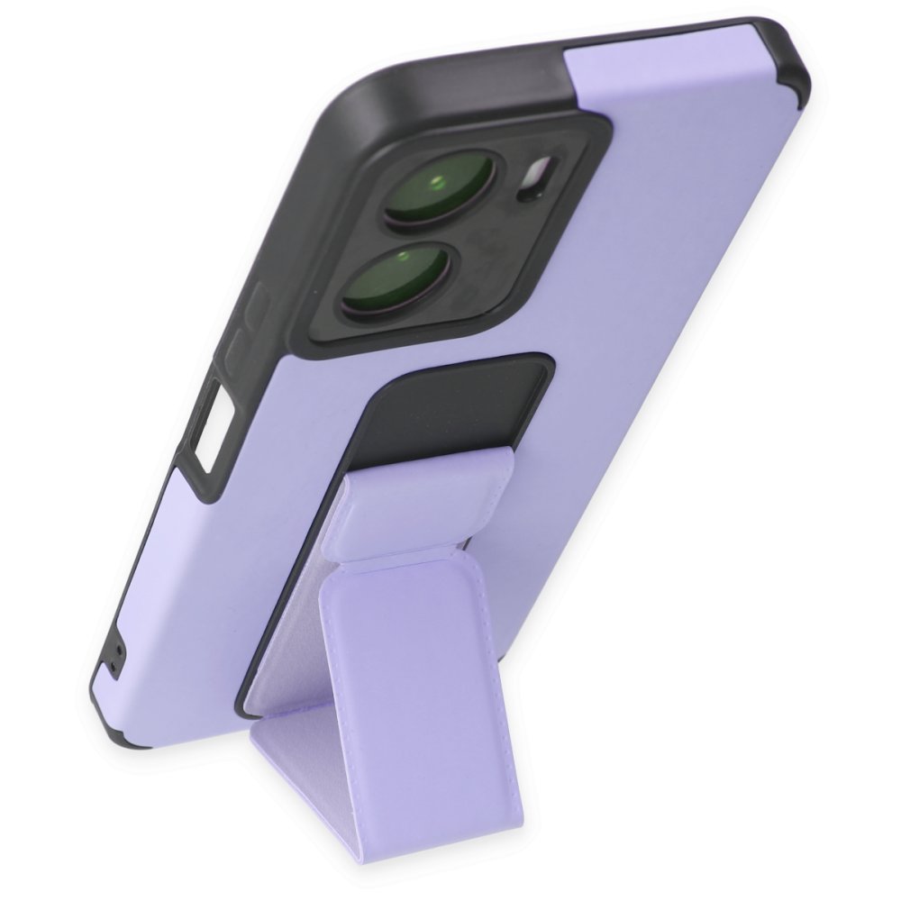Newface Vivo Y16 Kılıf Mega Standlı Silikon - Lila