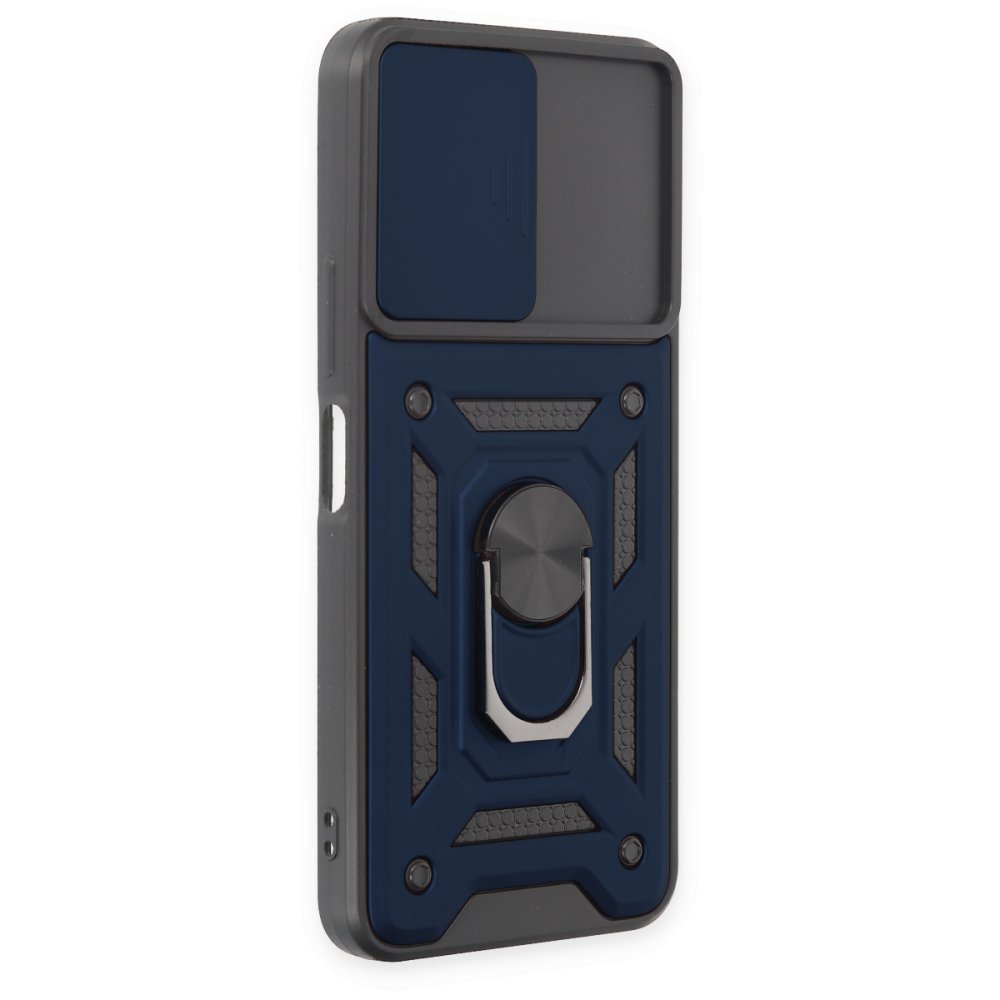 Newface Vivo Y16 Kılıf Pars Lens Yüzüklü Silikon - Lacivert