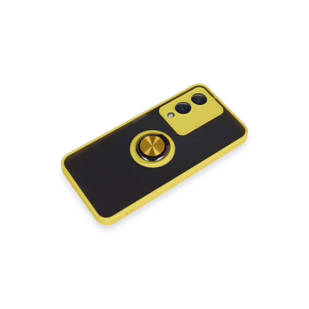 Newface Vivo Y17S Kılıf Montreal Yüzüklü Silikon Kapak - Sarı