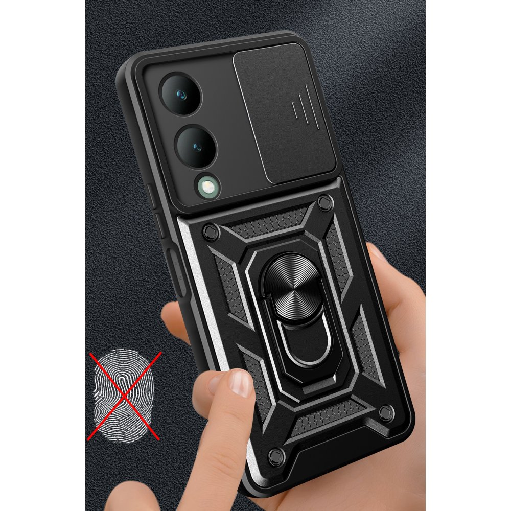 Newface Vivo Y17S Kılıf Pars Lens Yüzüklü Silikon - Lacivert