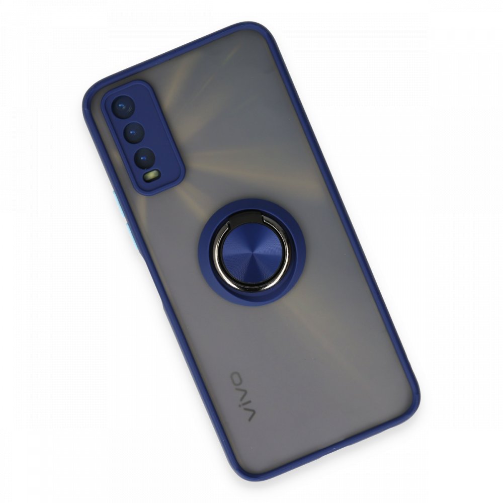 Newface Vivo Y20 Kılıf Montreal Yüzüklü Silikon Kapak - Lacivert