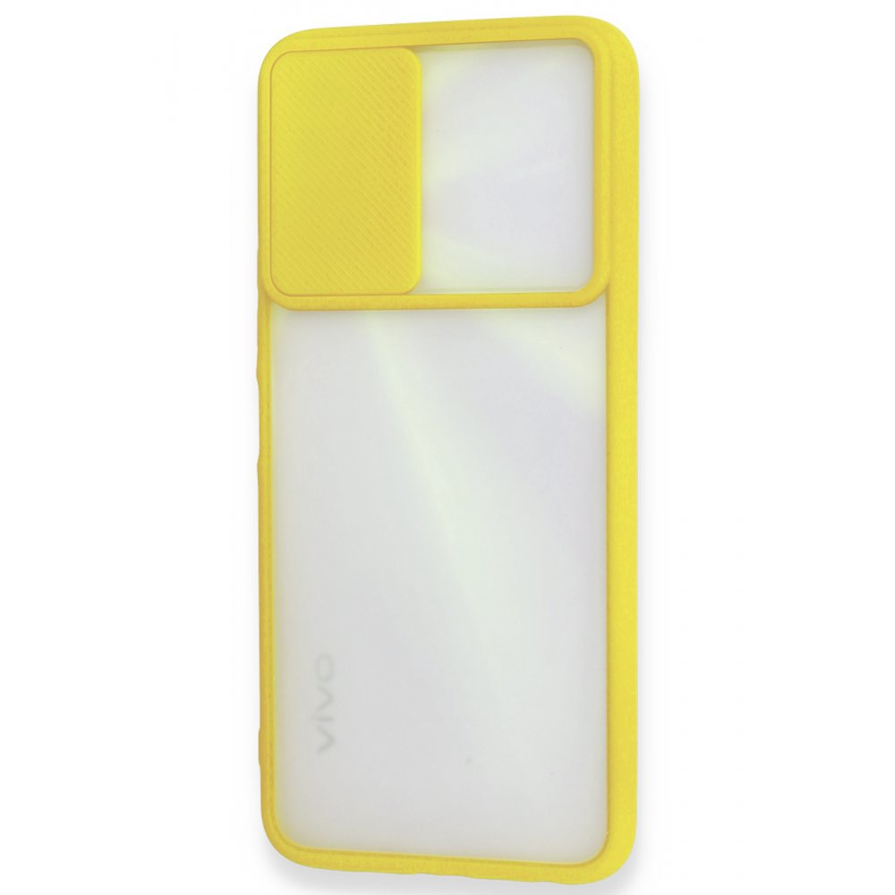 Newface Vivo Y20 Kılıf Palm Buzlu Kamera Sürgülü Silikon - Sarı