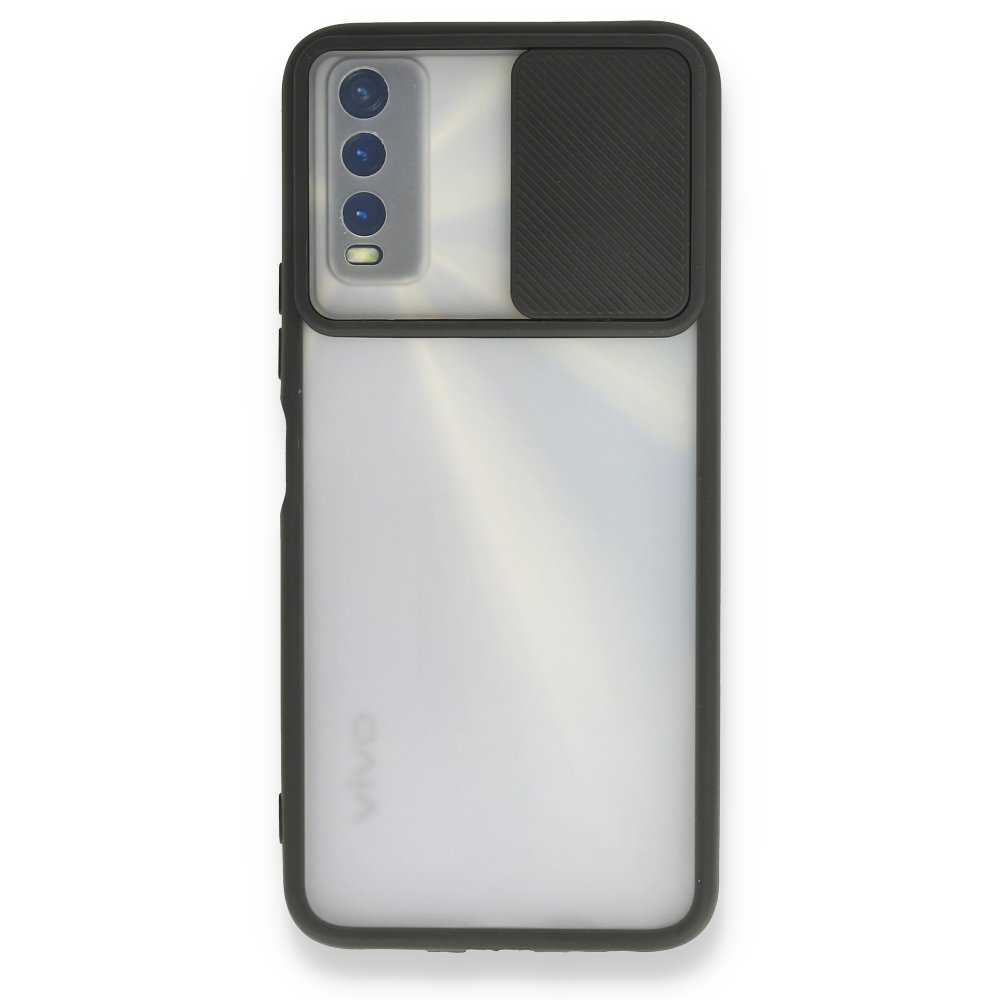 Newface Vivo Y20 Kılıf Palm Buzlu Kamera Sürgülü Silikon - Siyah