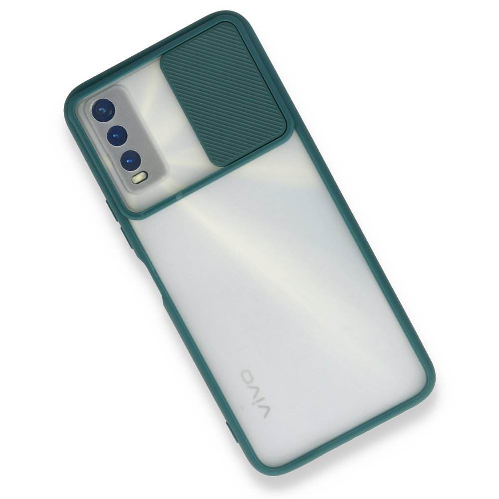 Newface Vivo Y20 Kılıf Palm Buzlu Kamera Sürgülü Silikon - Yeşil