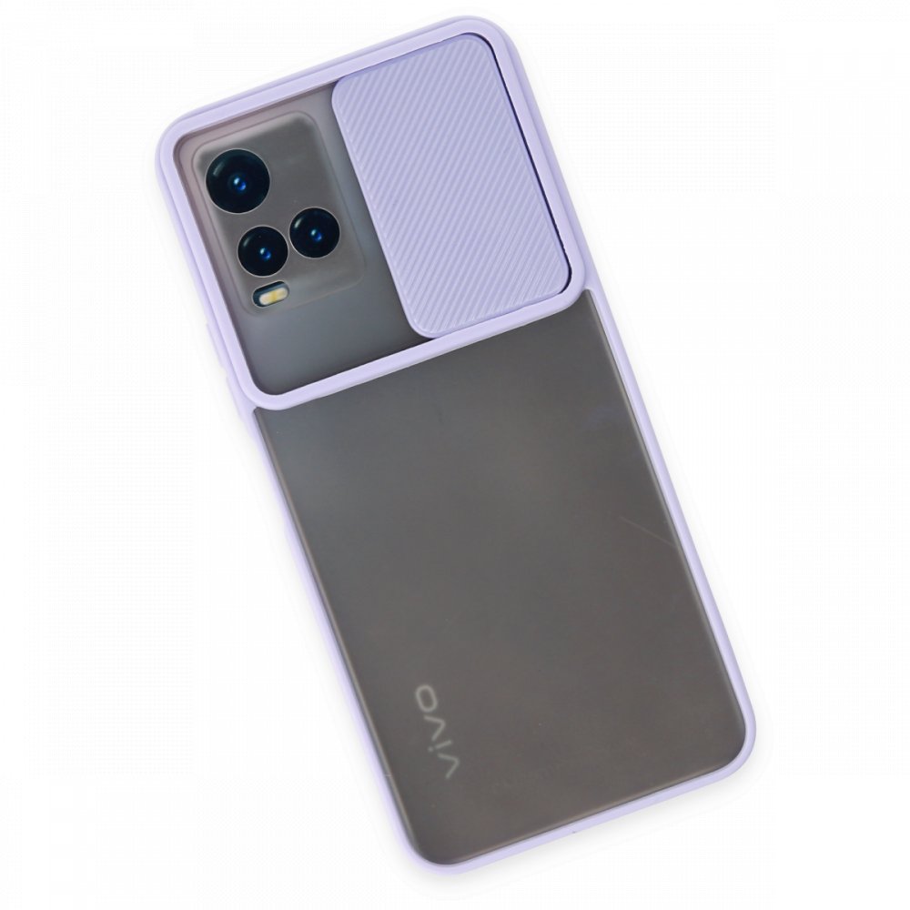 Newface Vivo Y21 Kılıf Palm Buzlu Kamera Sürgülü Silikon - Lila