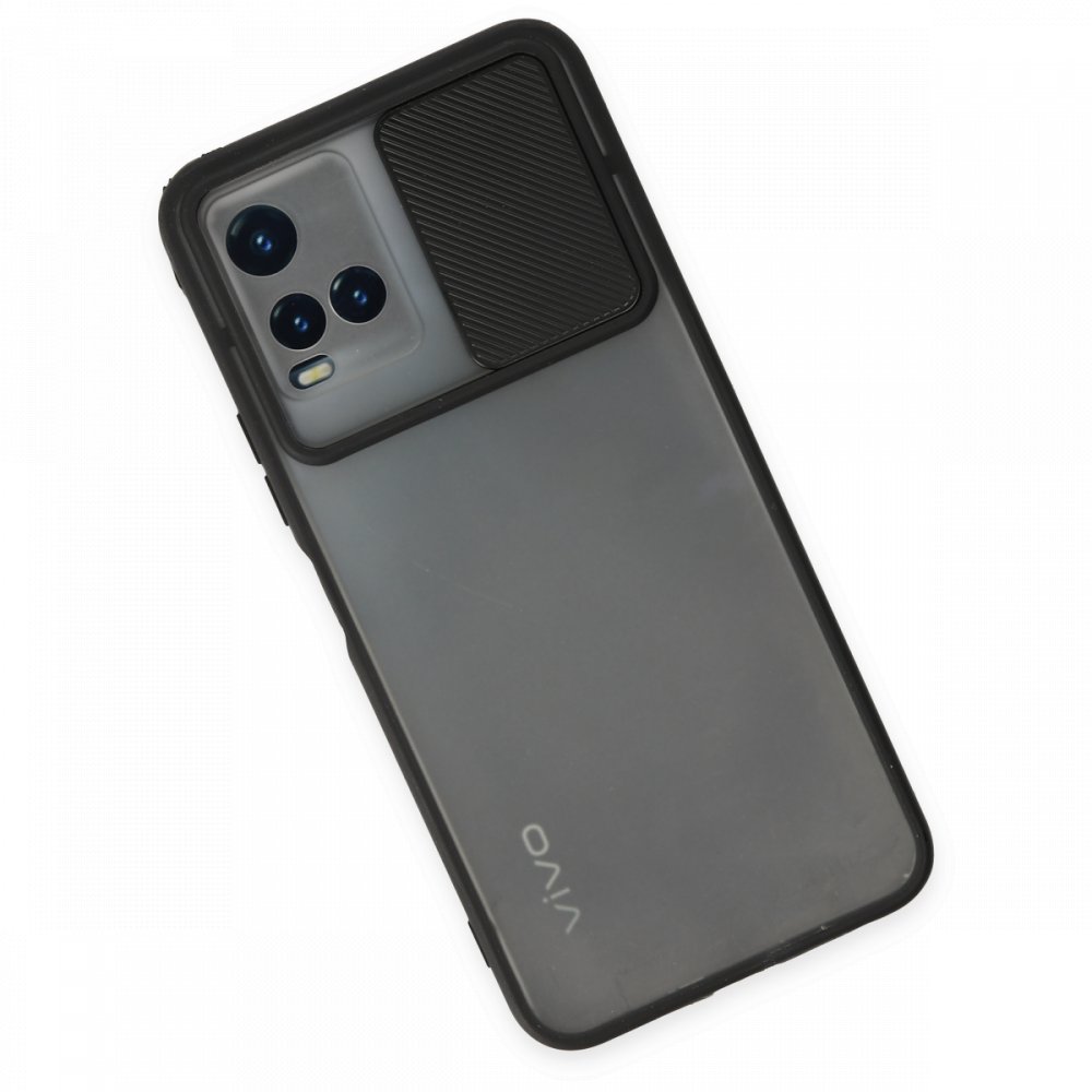 Newface Vivo Y21 Kılıf Palm Buzlu Kamera Sürgülü Silikon - Siyah