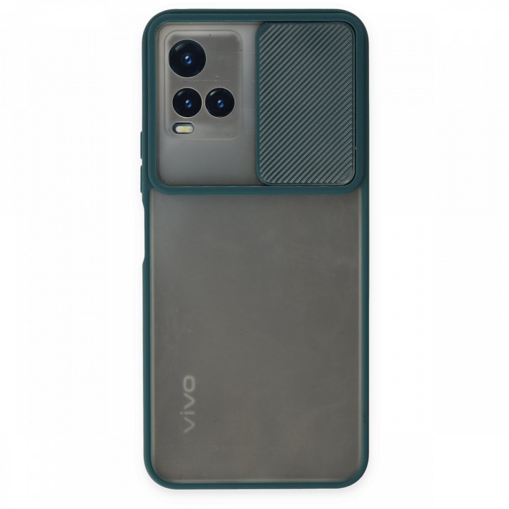 Newface Vivo Y21 Kılıf Palm Buzlu Kamera Sürgülü Silikon - Yeşil