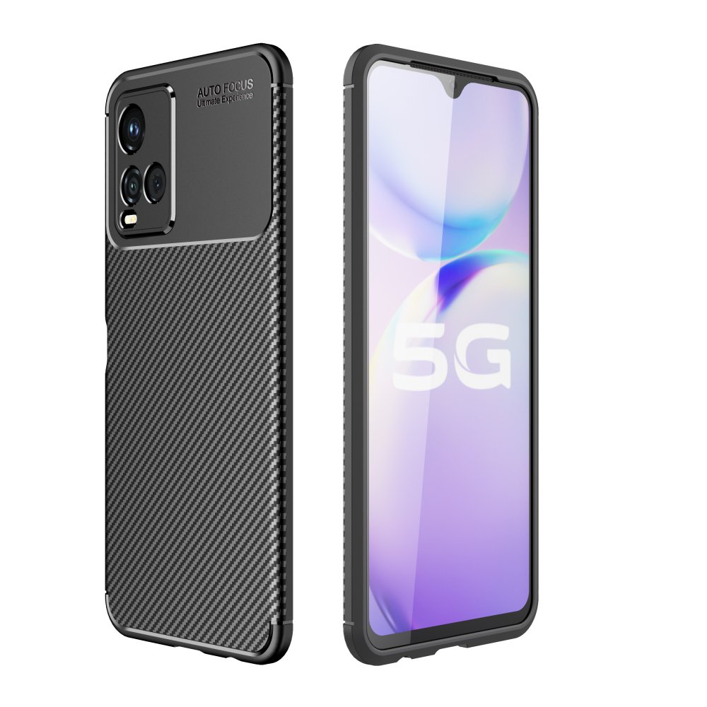 Newface Vivo Y21S Kılıf Auto Focus Karbon Kapak - Siyah