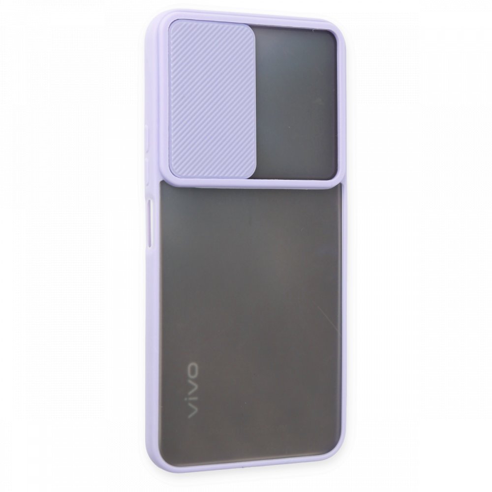 Newface Vivo Y21S Kılıf Palm Buzlu Kamera Sürgülü Silikon - Lila