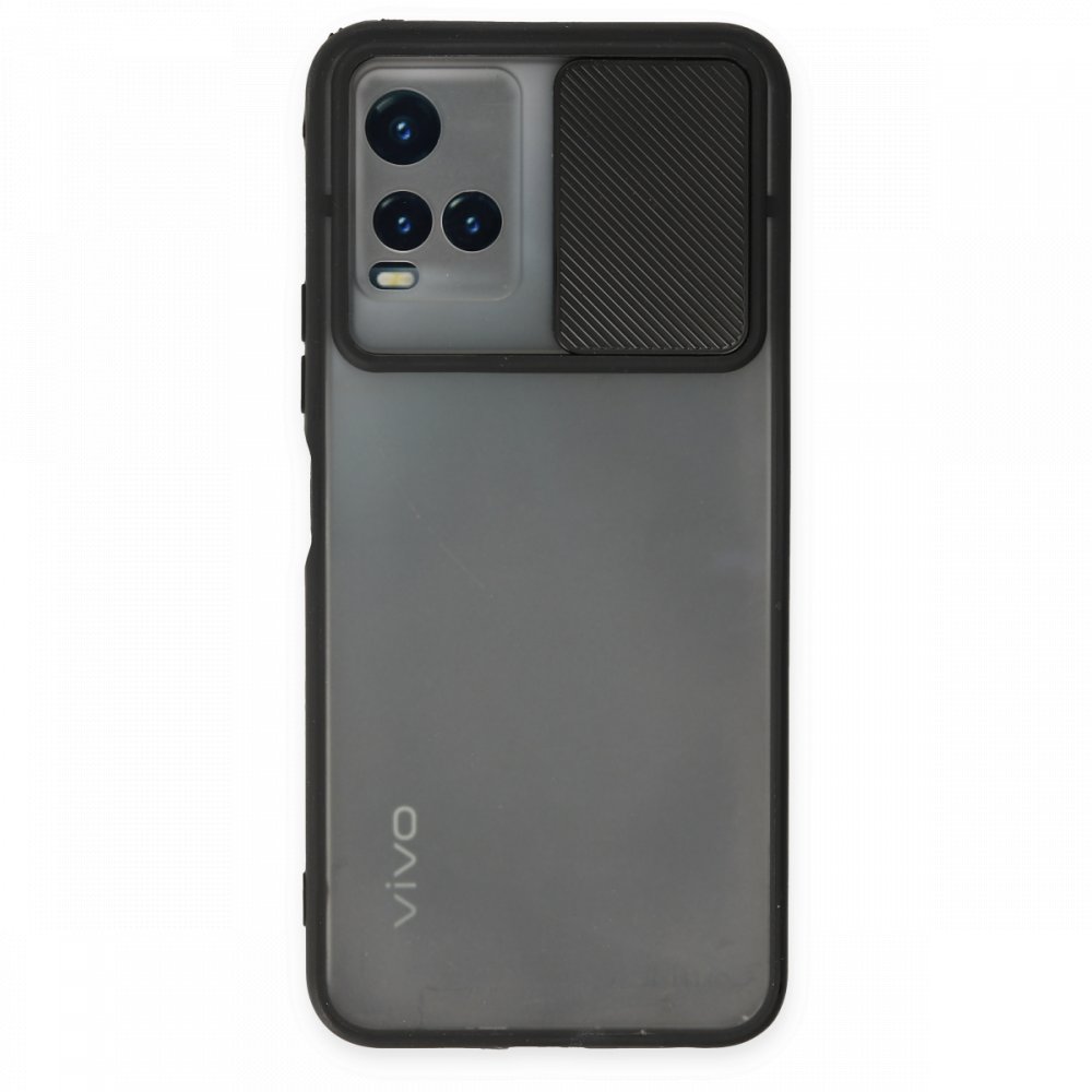 Newface Vivo Y21S Kılıf Palm Buzlu Kamera Sürgülü Silikon - Siyah