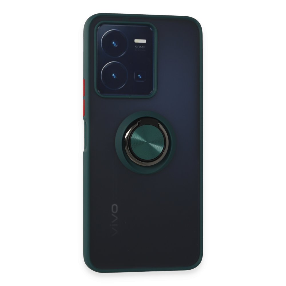 Newface Vivo Y22S Kılıf Montreal Yüzüklü Silikon Kapak - Yeşil