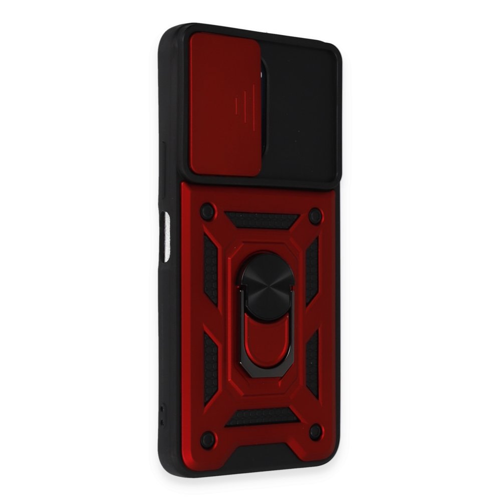 Newface Vivo Y22S Kılıf Pars Lens Yüzüklü Silikon - Kırmızı