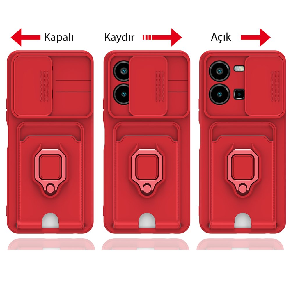 Newface Vivo Y22S Kılıf Zuma Kartvizitli Yüzüklü Silikon - Siyah