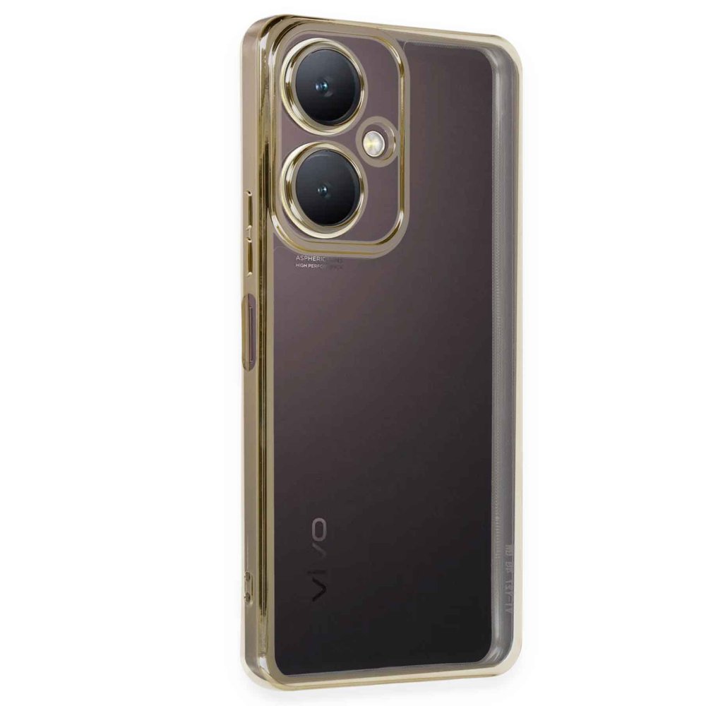 Newface Vivo Y27 Kılıf Razer Lensli Silikon - Gold