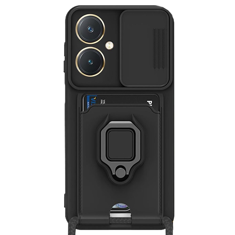 Newface Vivo Y27 Kılıf Zuma Kartvizitli Yüzüklü Silikon - Siyah