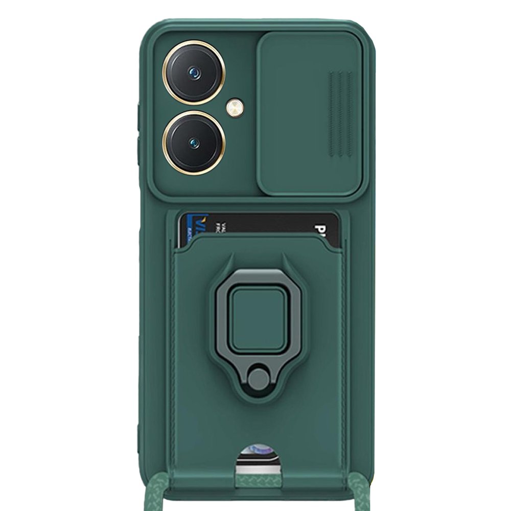 Newface Vivo Y27 Kılıf Zuma Kartvizitli Yüzüklü Silikon - Yeşil