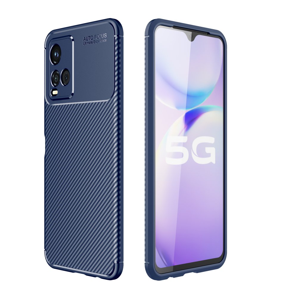 Newface Vivo Y33S Kılıf Auto Focus Karbon Kapak - Lacivert