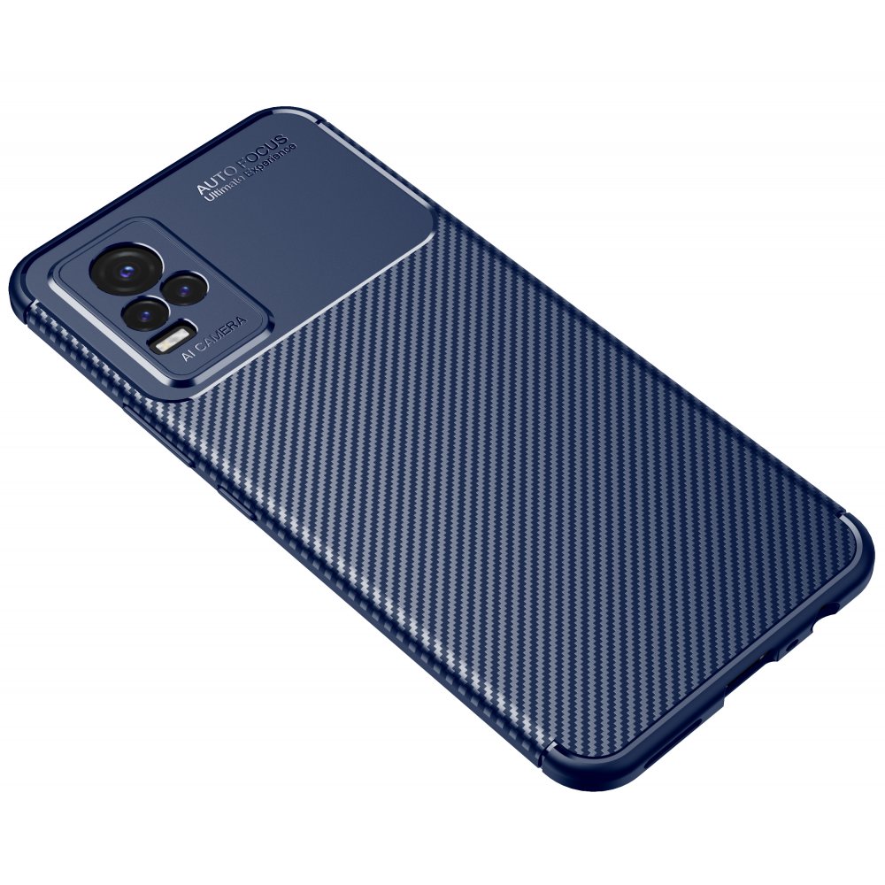 Newface Vivo Y33S Kılıf Auto Focus Karbon Kapak - Lacivert