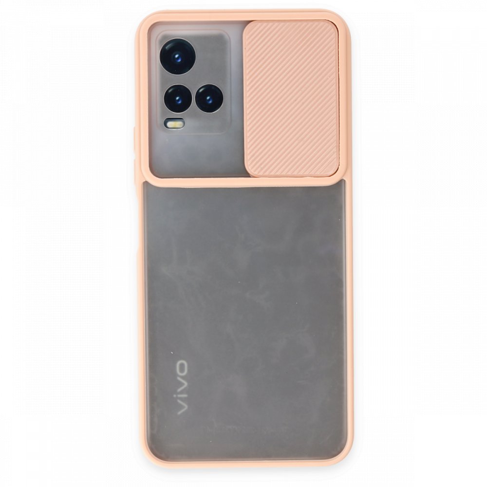 Newface Vivo Y33S Kılıf Palm Buzlu Kamera Sürgülü Silikon - Pembe