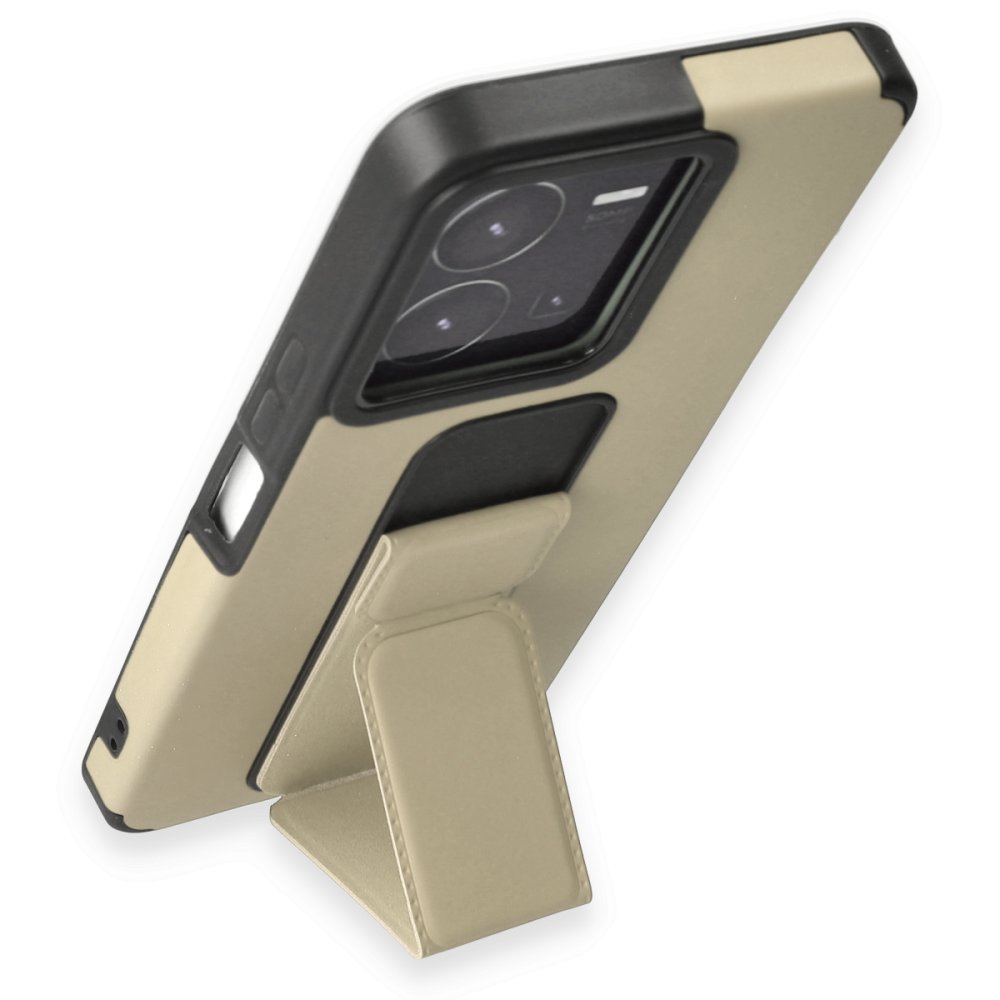 Newface Vivo Y35 Kılıf Mega Standlı Silikon - Gold