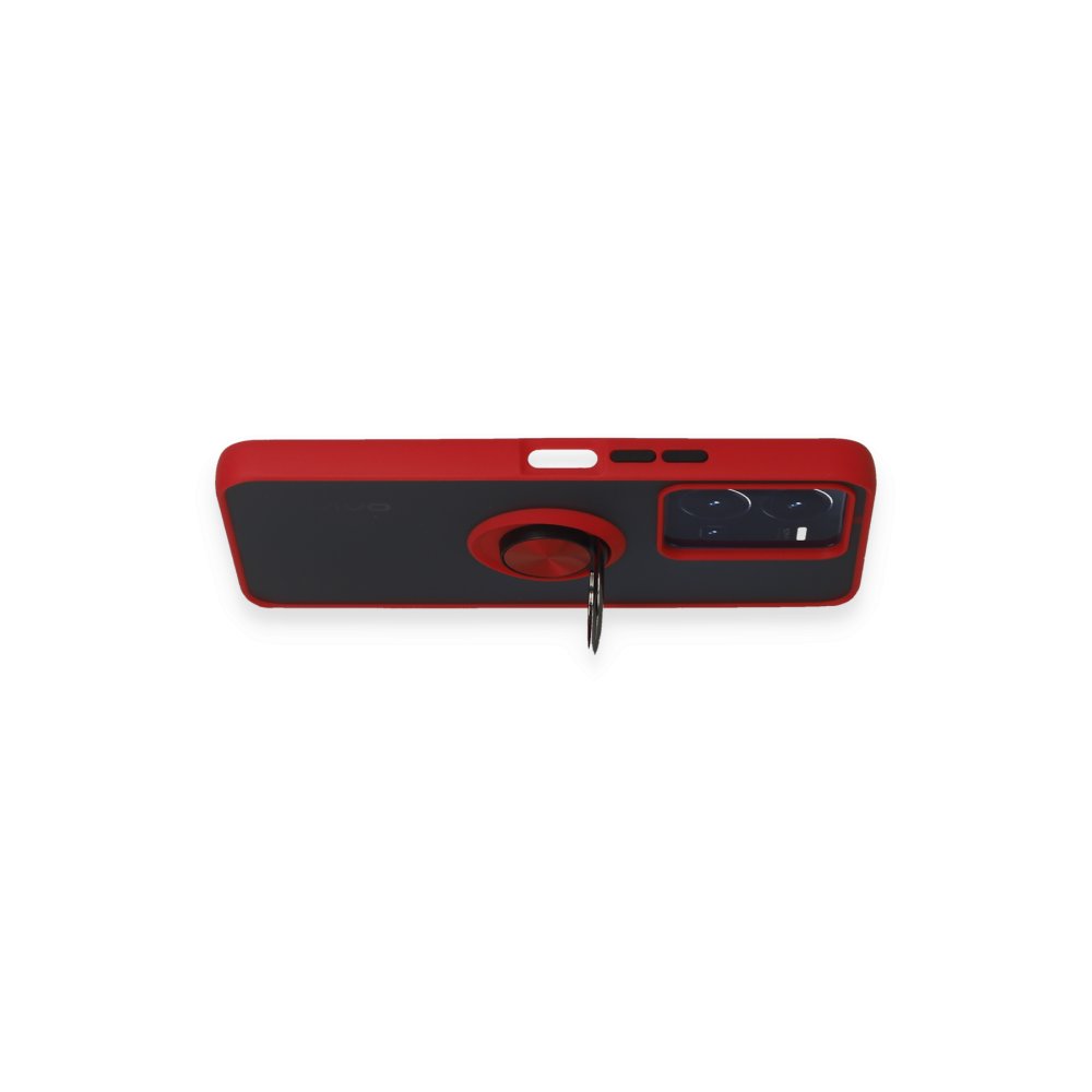 Newface Vivo Y35 Kılıf Montreal Yüzüklü Silikon Kapak - Kırmızı