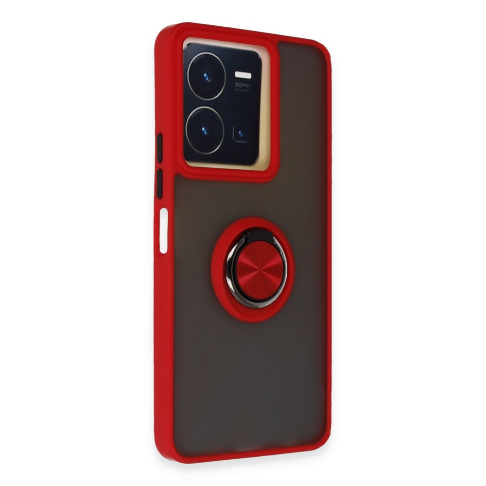 Newface Vivo Y36 Kılıf Montreal Yüzüklü Silikon Kapak - Kırmızı