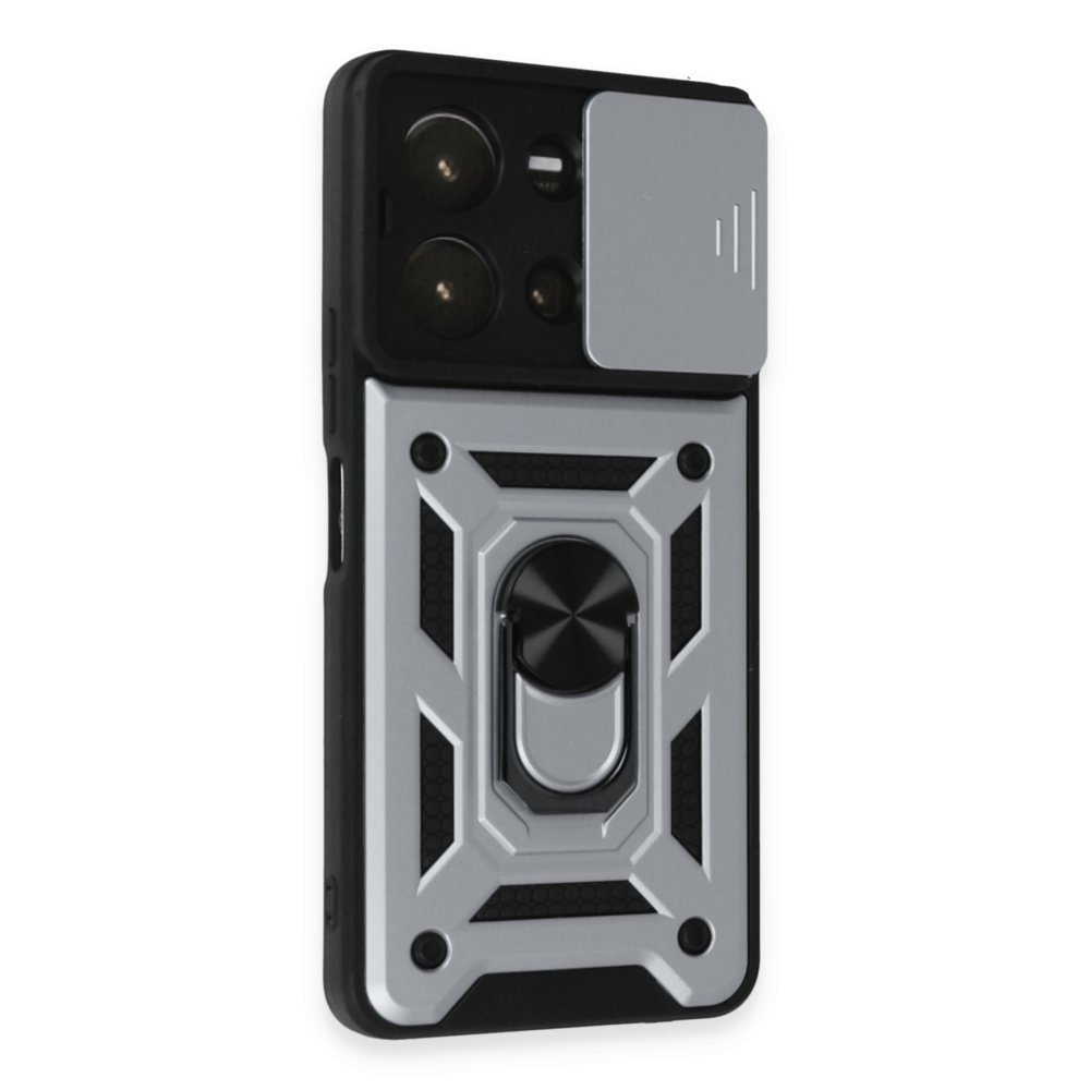 Newface Vivo Y36 Kılıf Pars Lens Yüzüklü Silikon - Gümüş