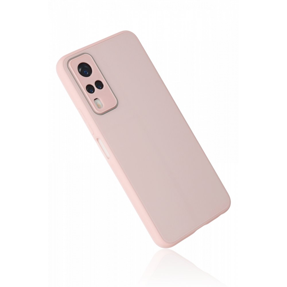 Newface Vivo Y51A Kılıf Glass Kapak - Pembe