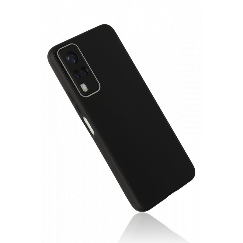 Newface Vivo Y53S Kılıf Glass Kapak - Siyah